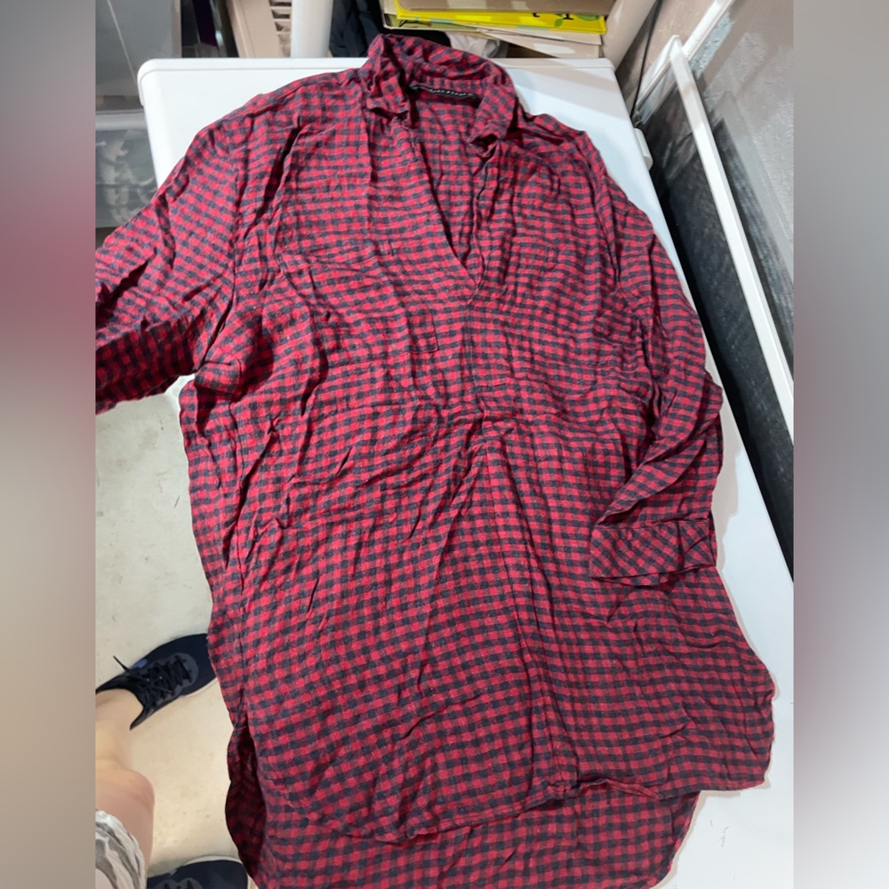 Red&Black Checkered Long Sleeve tunic